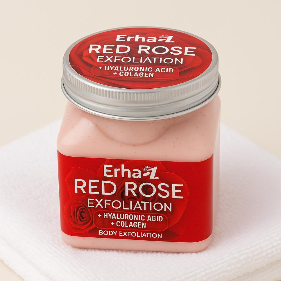 Exfoliante Corporal Red Rose ERHA21 con Ácido Hialurónico y Colágeno
